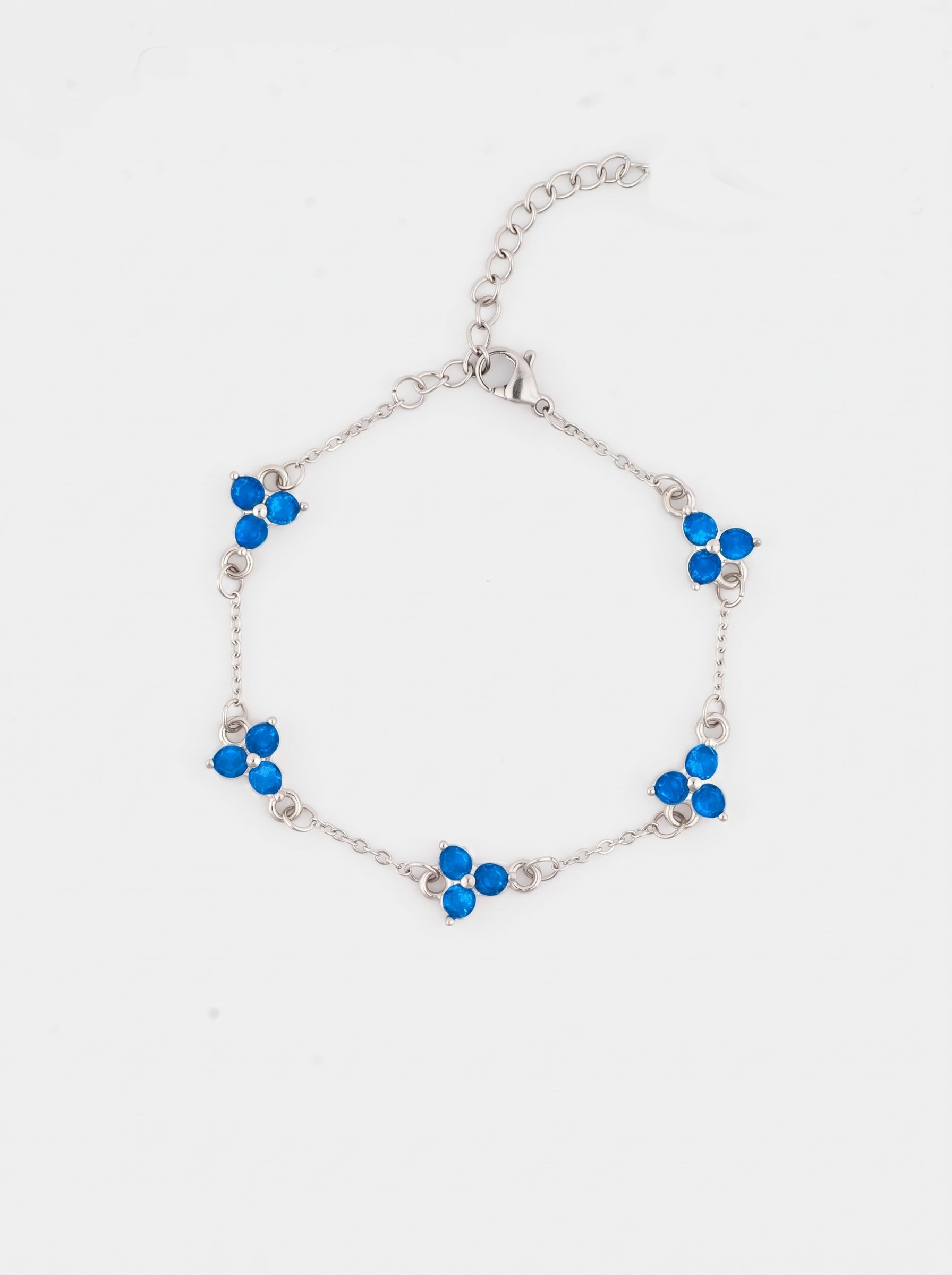 Cyan Clover Bracelet in Stainless Steel