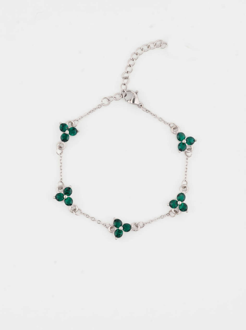 Emerald Clover Bracelet in Stainless Steel