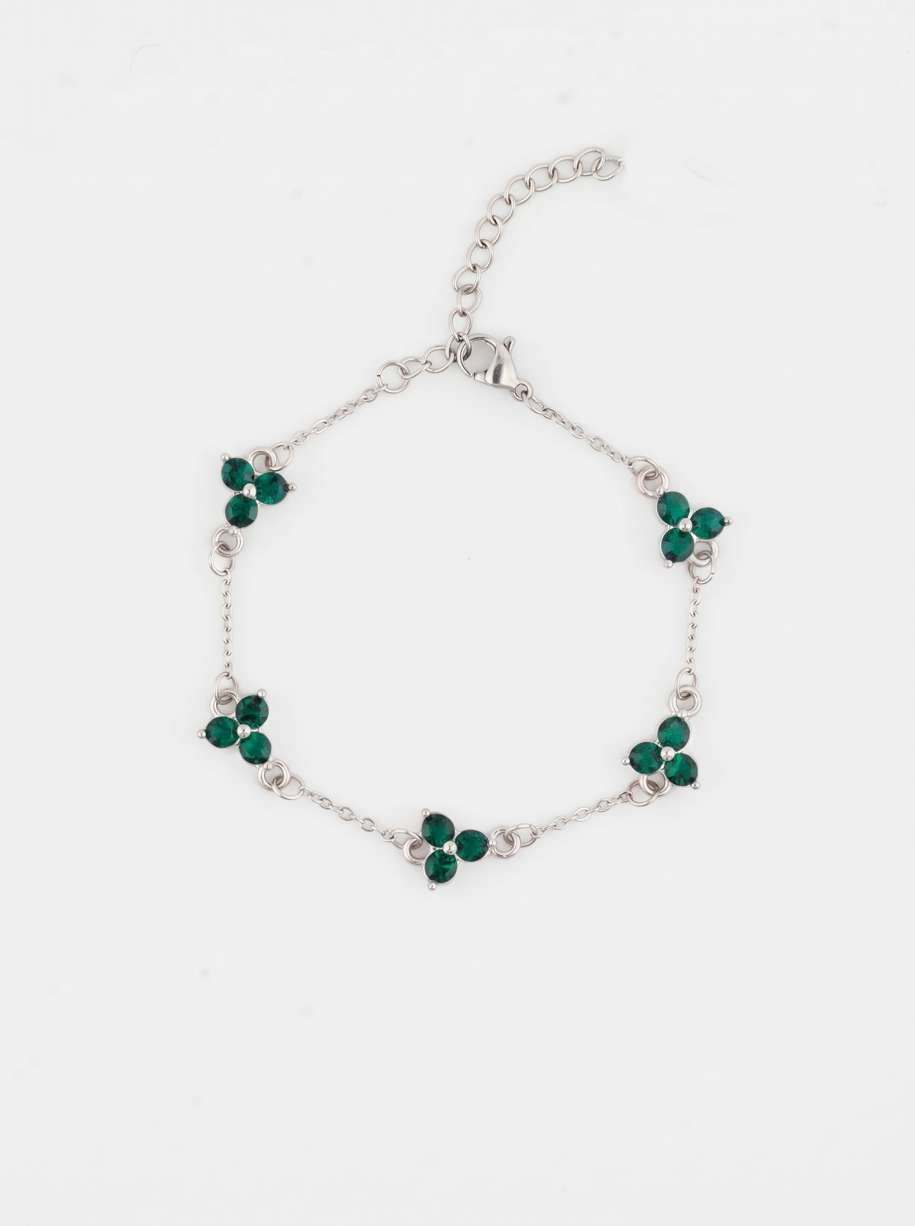 Emerald Clover Bracelet in Stainless Steel