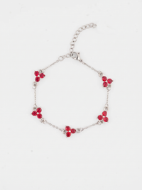 Ruby Clover Bracelet in Stainless Steel