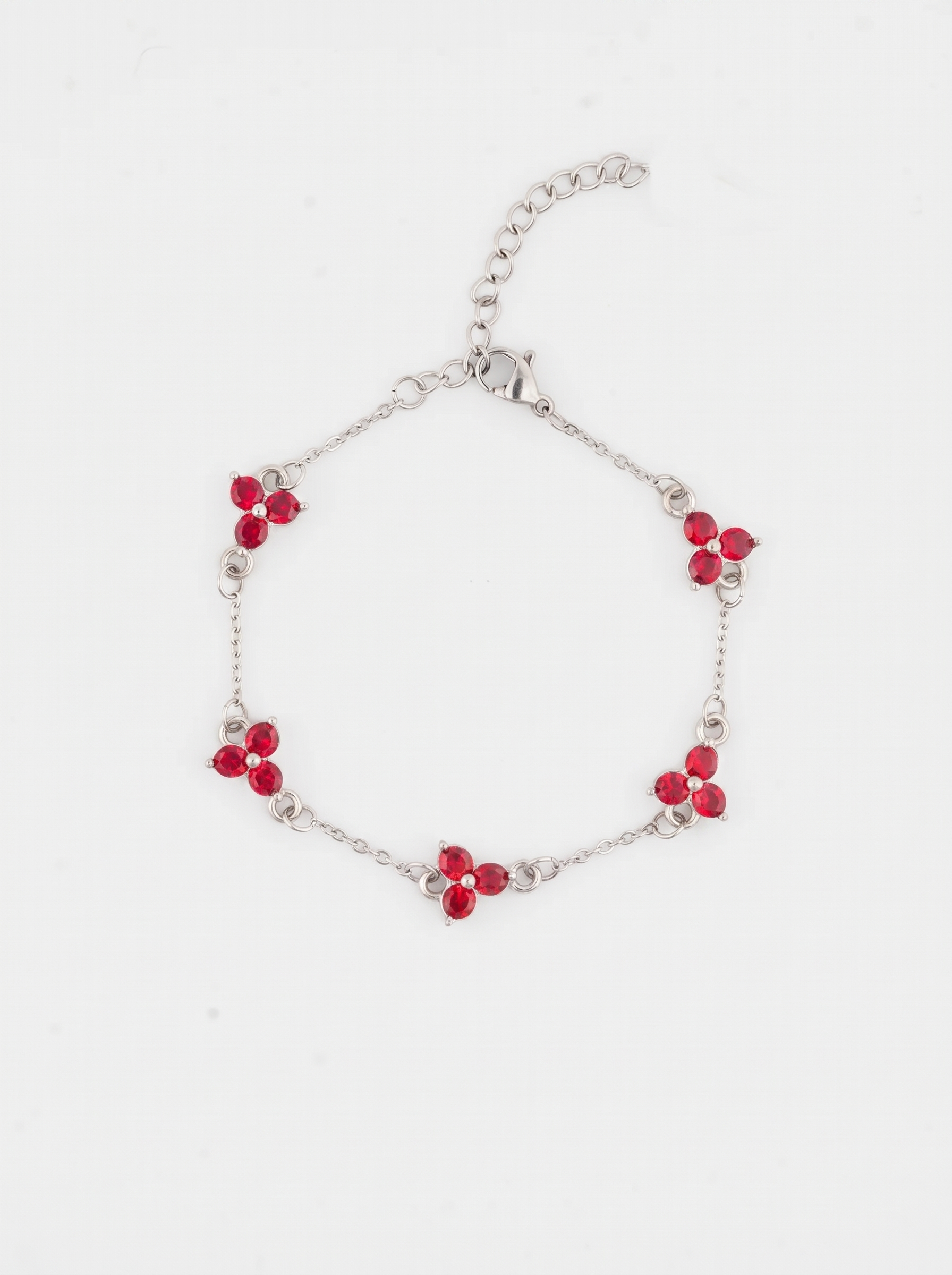 Ruby Clover Bracelet in Stainless Steel
