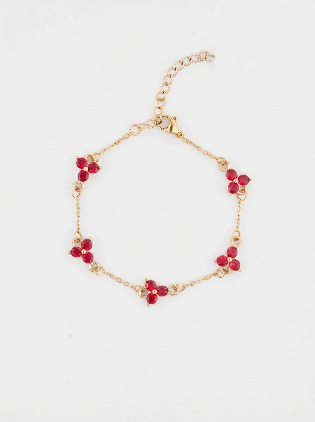 Ruby Clover Bracelet in 18K Gold