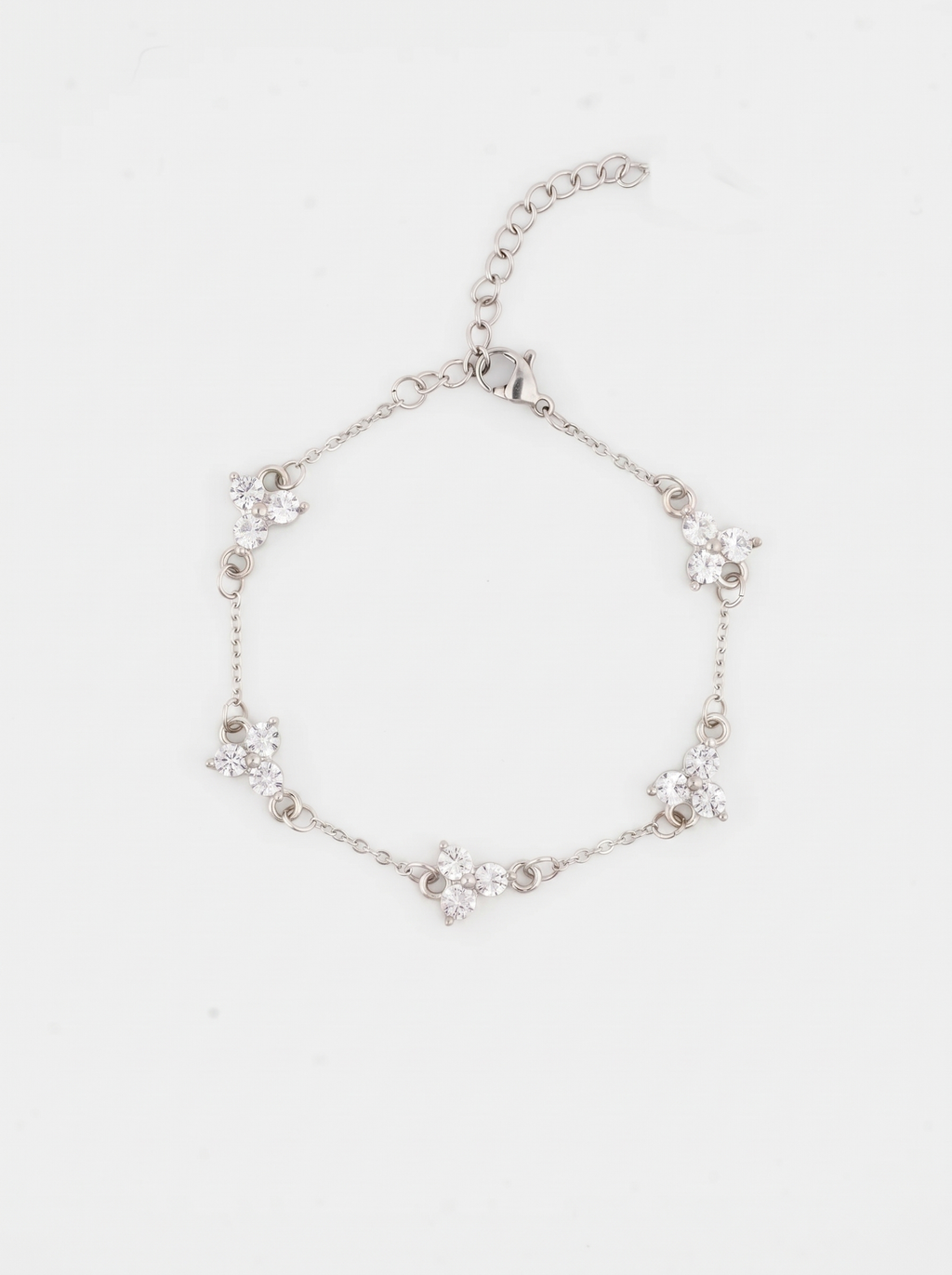 Crystal Clover Bracelet in Stainless Steel