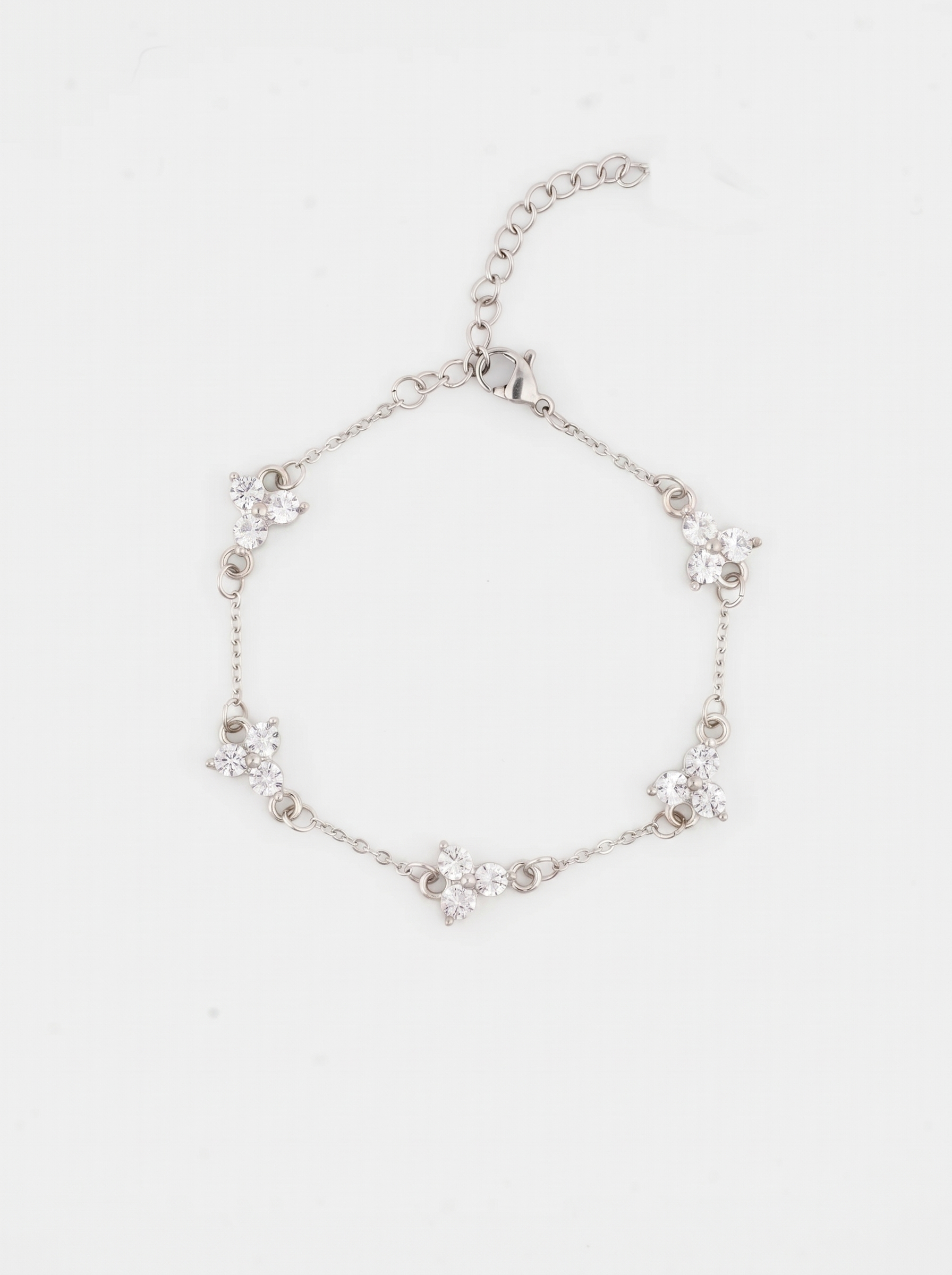 Crystal Clover Bracelet in Stainless Steel