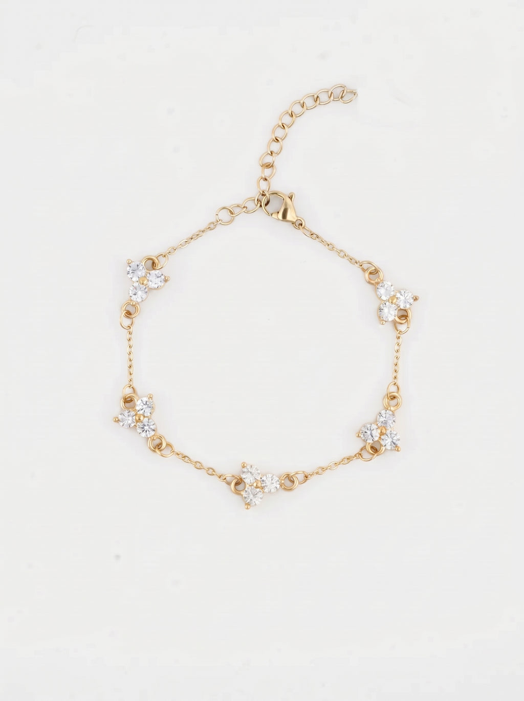 Crystal Clover Bracelet in 18K Gold