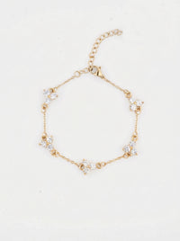 Crystal Clover Bracelet in 18K Gold