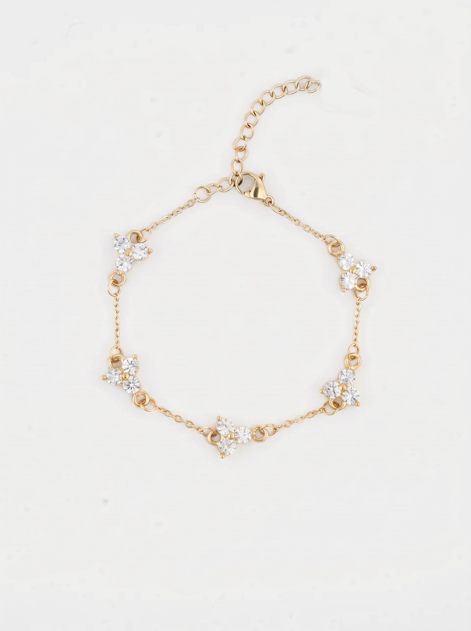 Crystal Clover Bracelet in 18K Gold