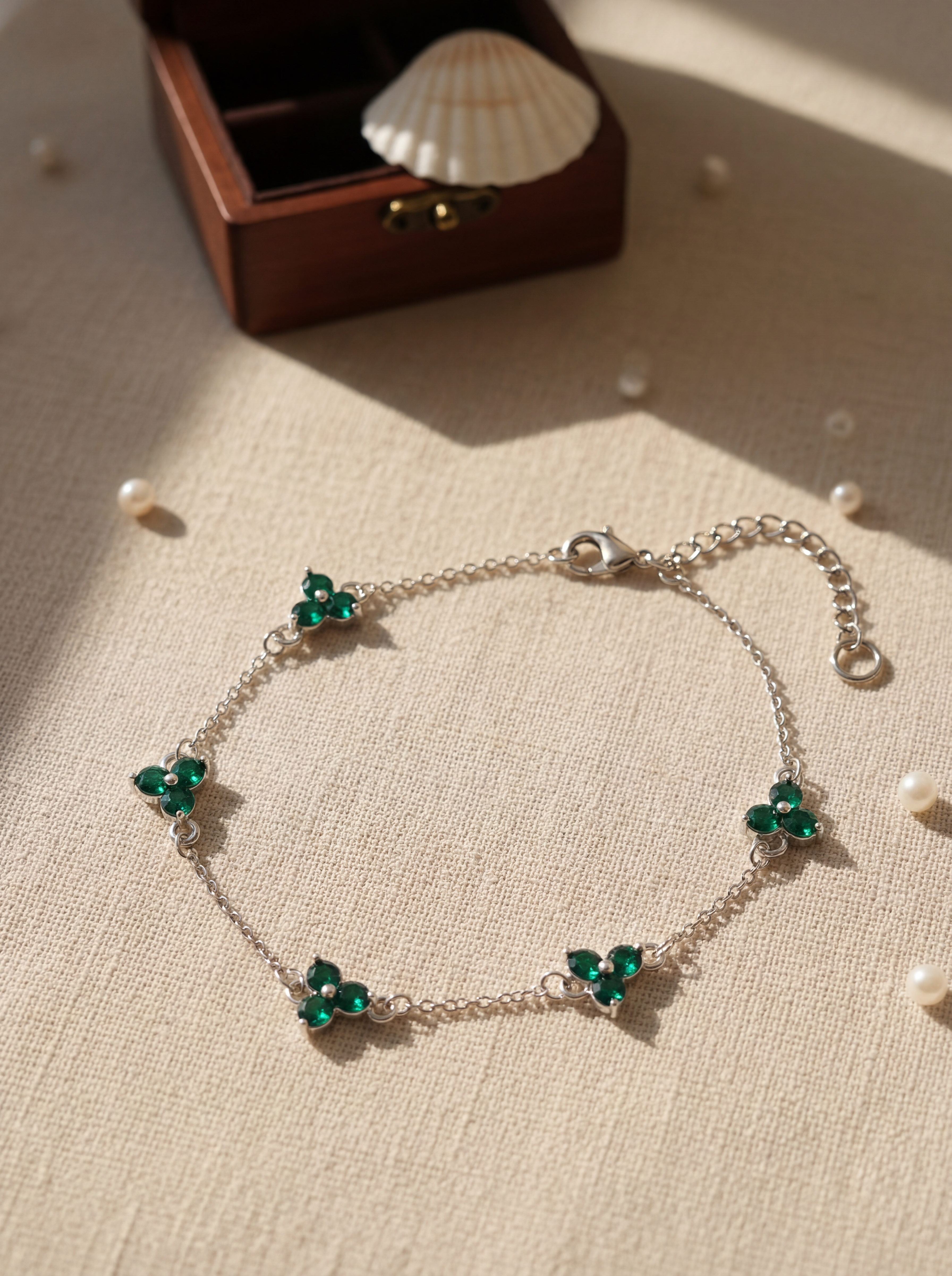 EMERALD CLOVER BRACELET | Stainless Steel