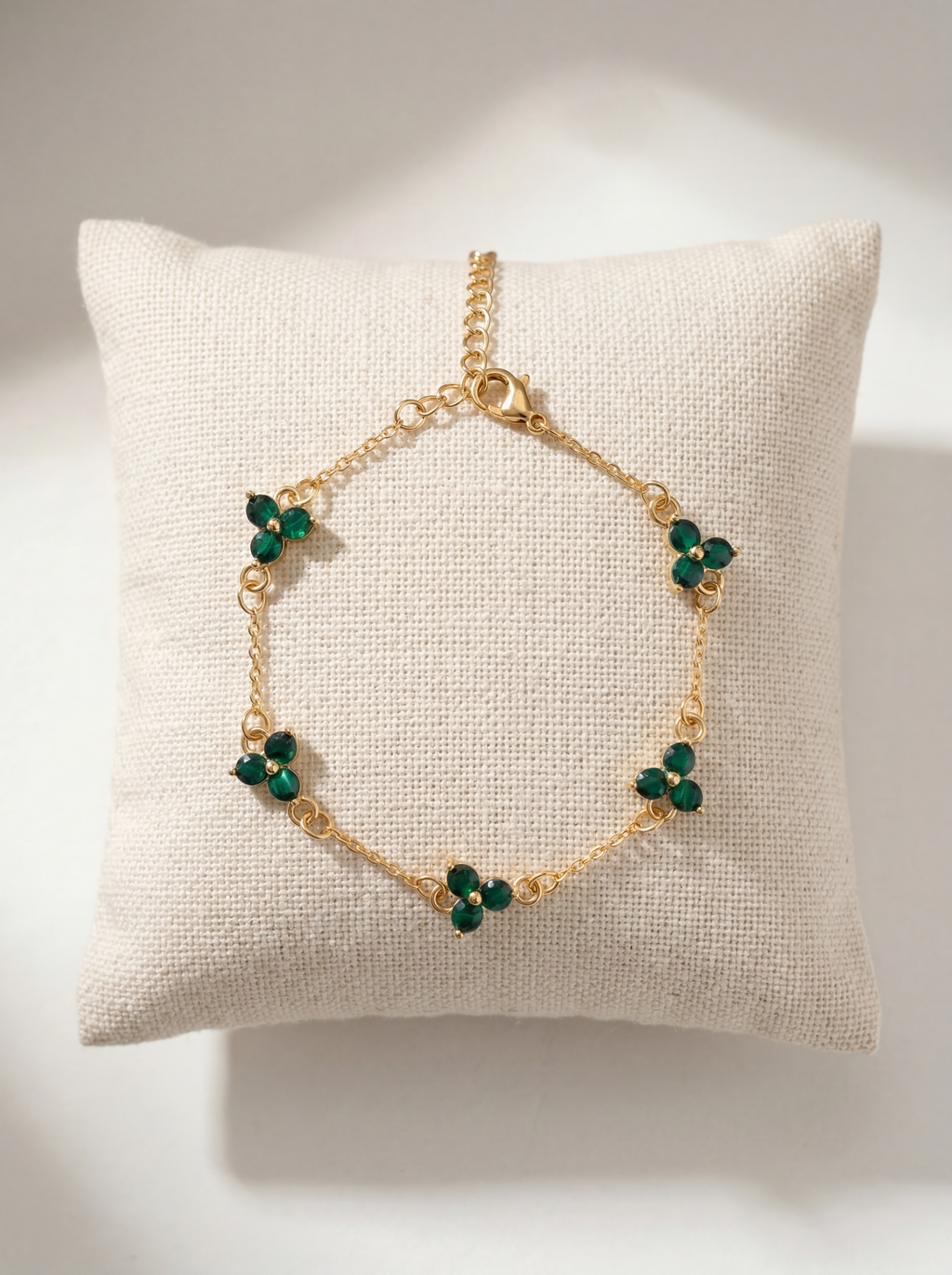EMERALD CLOVER BRACELET | 18K Gold