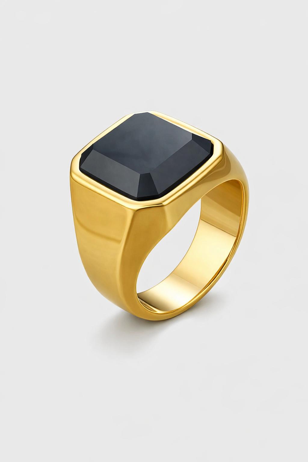 CUT ONYX RING | SILVER