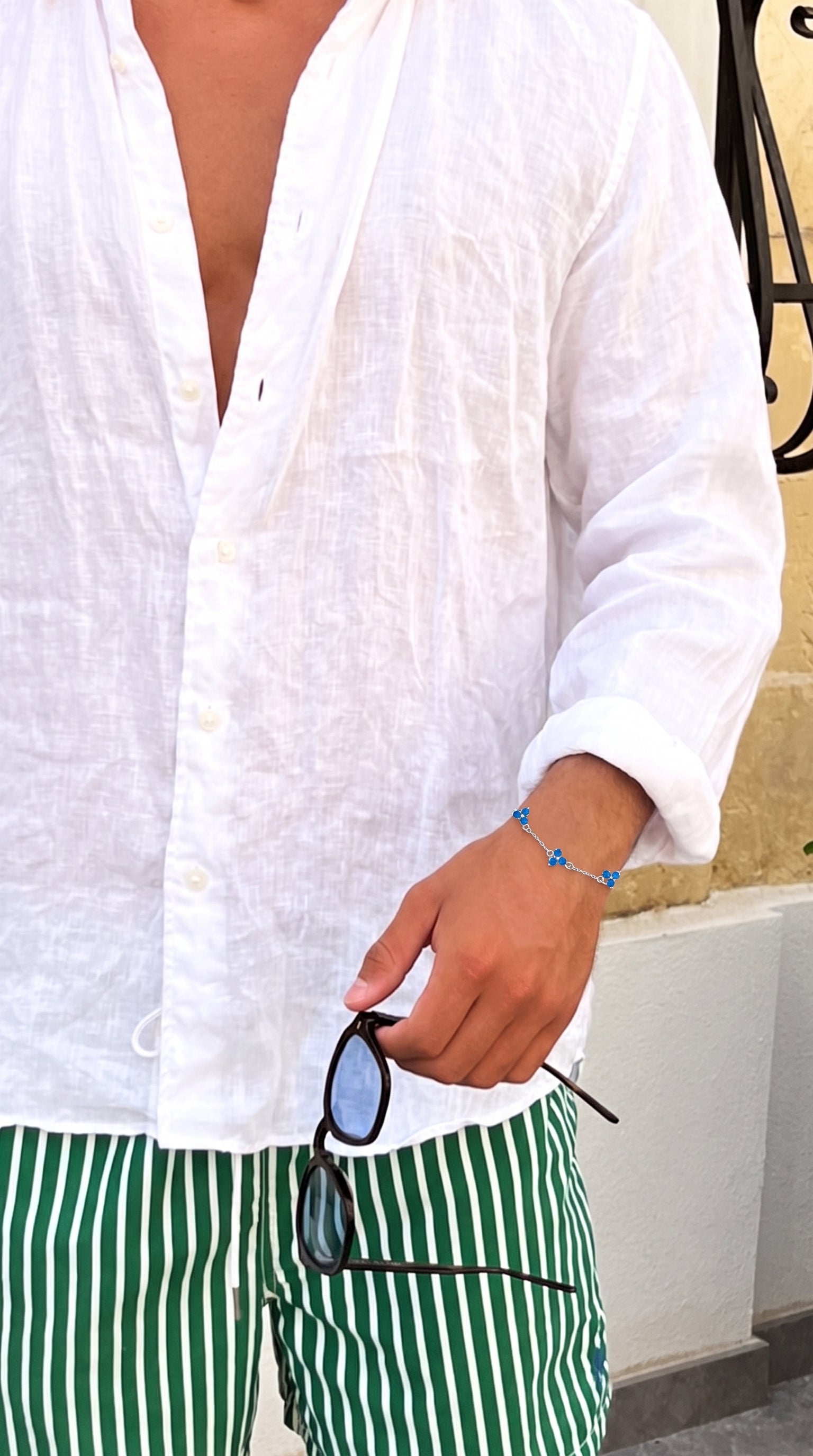CYAN CLOVER BRACELET | Stainless Steel